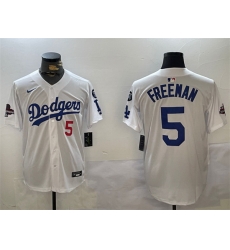 Men Los Angeles Dodgers 5 Freddie Freeman White 2024 World Series Champions With Fernando Memorial Patch Home Limited Stitched Baseball Jersey Men Los Angeles Dodgers 5 Freddie Freeman White 2024 World Series Champions With Fernando Memorial Patch Home Limited Stitched Baseball Jersey