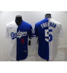 Men Los Angeles Dodgers 5 Freddie Freeman White Blue Split Cool Base Stitched Baseball Jersey Men Los Angeles Dodgers 5 Freddie Freeman White Blue Split Cool Base Stitched Baseball Jersey