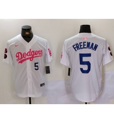 Men Los Angeles Dodgers 5 Freddie Freeman White Pink Vin 26 Kobe Patch Stitched Baseball Jersey1 Men Los Angeles Dodgers 5 Freddie Freeman White Pink Vin 26 Kobe Patch Stitched Baseball Jersey1