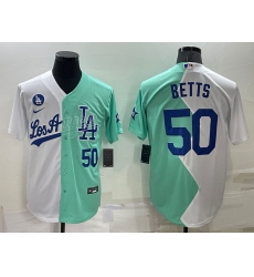 Men Los Angeles Dodgers 50 Mookie Betts 2022 All Star White Green Cool Base Stitched Baseball Jerseys Men Los Angeles Dodgers 50 Mookie Betts 2022 All Star White Green Cool Base Stitched Baseball Jerseys