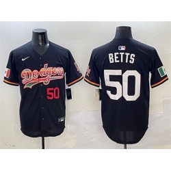 Men Los Angeles Dodgers  50 Mookie Betts Black Mexico Limited Stitched Baseball Jersey