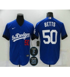 Men Los Angeles Dodgers 50 Mookie Betts Blue 2 20 Patch City Connect Number Cool Base Stitched Jersey Men Los Angeles Dodgers 50 Mookie Betts Blue 2 20 Patch City Connect Number Cool Base Stitched Jersey