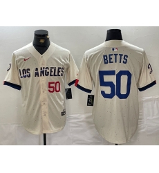 Men Los Angeles Dodgers 50 Mookie Betts Cream Stitched Baseball Jersey 2 Men Los Angeles Dodgers 50 Mookie Betts Cream Stitched Baseball Jersey 2