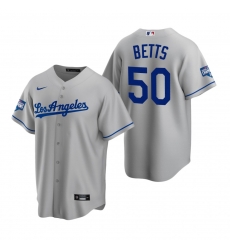 Men Los Angeles Dodgers 50 Mookie Betts Gray 2020 World Series Champions Road Replica Jersey Men Los Angeles Dodgers 50 Mookie Betts Gray 2020 World Series Champions Road Replica Jersey