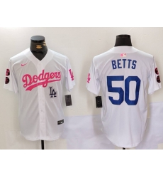 Men Los Angeles Dodgers 50 Mookie Betts White Pink Vin 26 Kobe Patch Stitched Baseball Jersey 3 Men Los Angeles Dodgers 50 Mookie Betts White Pink Vin 26 Kobe Patch Stitched Baseball Jersey 3
