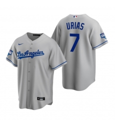 Men Los Angeles Dodgers 7 Julio Urias Gray 2020 World Series Champions Road Replica Jersey Men Los Angeles Dodgers 7 Julio Urias Gray 2020 World Series Champions Road Replica Jersey