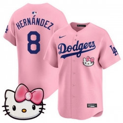 Men Los Angeles Dodgers  8 Enrique Hernandez Pink 2025 Hello Kitty Vapor Limited Stitched Baseball Jersey