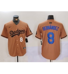Men Los Angeles Dodgers 8 Kik E9 Hernandez Brown Cool Base Stitched Baseball Jersey Men Los Angeles Dodgers 8 Kik E9 Hernandez Brown Cool Base Stitched Baseball Jersey