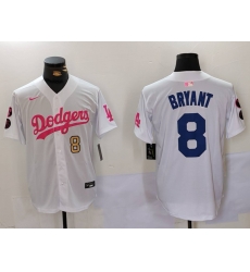 Men Los Angeles Dodgers 8 Kobe Bryant White Pink Vin 26 Kobe Patch Stitched Baseball Jersey 2 Men Los Angeles Dodgers 8 Kobe Bryant White Pink Vin 26 Kobe Patch Stitched Baseball Jersey 2