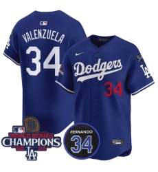 Men Los Angeles Dodgers Active Player Cuatom Royal 2024 World Series Champions With Fernando Memorial Patch Alternate Limited Stitched Baseball Jersey Men Los Angeles Dodgers Active Player Cuatom Royal 2024 World Series Champions With Fernando Memorial Patch Alternate Limited Stitched Baseball Jersey