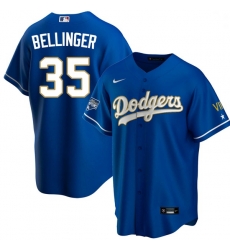 Men Los Angeles Dodgers Cody Bellinger 35 Championship Gold Trim Blue Limited All Stitched Cool Base Jersey Men Los Angeles Dodgers Cody Bellinger 35 Championship Gold Trim Blue Limited All Stitched Cool Base Jersey