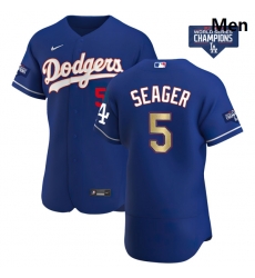 Men Los Angeles Dodgers Corey Seager 5 Gold Program Designed Edition Blue Flex Base Stitched Jersey Men Los Angeles Dodgers Corey Seager 5 Gold Program Designed Edition Blue Flex Base Stitched Jersey