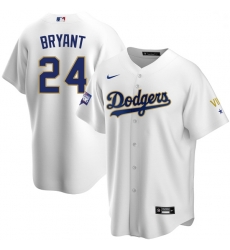 Men Los Angeles Dodgers Kobe Bryant Championship Gold Trim White Limited All Stitched Cool Base Jersey Men Los Angeles Dodgers Kobe Bryant Championship Gold Trim White Limited All Stitched Cool Base Jersey