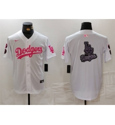Men Los Angeles Dodgers Team Big Logo White Pink Vin 26 Kobe Patch Stitched Baseball JerseyS Men Los Angeles Dodgers Team Big Logo White Pink Vin 26 Kobe Patch Stitched Baseball JerseyS