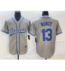 Men's Los Angeles Dodgers #13 Max Muncy Grey With Patch Cool Base Stitched Baseball Jersey Men's Los Angeles Dodgers #13 Max Muncy Grey With Patch Cool Base Stitched Baseball Jersey