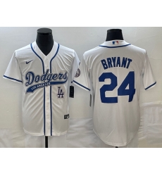 Men's Los Angeles Dodgers #24 Kobe Bryant White With Patch Cool Base Stitched Baseball Jersey1 Men's Los Angeles Dodgers #24 Kobe Bryant White With Patch Cool Base Stitched Baseball Jersey1