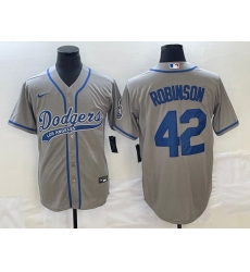 Men's Los Angeles Dodgers #42 Jackie Robinson Grey With Patch Cool Base Stitched Baseball Jersey1 Men's Los Angeles Dodgers #42 Jackie Robinson Grey With Patch Cool Base Stitched Baseball Jersey1