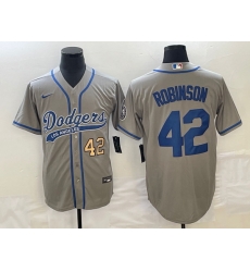 Men's Los Angeles Dodgers #42 Jackie Robinson Number Grey With Patch Cool Base Stitched Baseball Jersey Men's Los Angeles Dodgers #42 Jackie Robinson Number Grey With Patch Cool Base Stitched Baseball Jersey