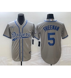 Men's Los Angeles Dodgers #5 Freddie Freeman Grey Cool Base Stitched Baseball Jersey1 Men's Los Angeles Dodgers #5 Freddie Freeman Grey Cool Base Stitched Baseball Jersey1