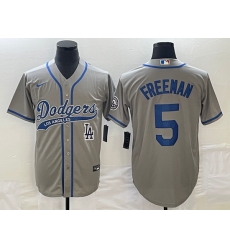 Men's Los Angeles Dodgers #5 Freddie Freeman Grey Cool Base Stitched Baseball Jersey Men's Los Angeles Dodgers #5 Freddie Freeman Grey Cool Base Stitched Baseball Jersey