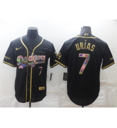 Men's Los Angeles Dodgers #7 Julio Urias Black Iridescent Logo Stitched MLB Cool Base Nike Jersey Men's Los Angeles Dodgers #7 Julio Urias Black Iridescent Logo Stitched MLB Cool Base Nike Jersey