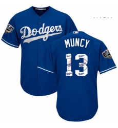 Mens Majestic Los Angeles Dodgers 13 Max Muncy Authentic Royal Blue Team Logo Fashion Cool Base 2018 World Series MLB Jersey Mens Majestic Los Angeles Dodgers 13 Max Muncy Authentic Royal Blue Team Logo Fashion Cool Base 2018 World Series MLB Jersey