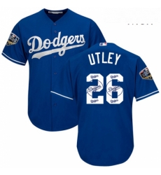 Mens Majestic Los Angeles Dodgers 26 Chase Utley Authentic Royal Blue Team Logo Fashion Cool Base 2018 World Series MLB Jersey Mens Majestic Los Angeles Dodgers 26 Chase Utley Authentic Royal Blue Team Logo Fashion Cool Base 2018 World Series MLB Jersey