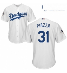 Mens Majestic Los Angeles Dodgers 31 Mike Piazza Replica White Home 2017 World Series Bound Cool Base MLB Jersey Mens Majestic Los Angeles Dodgers 31 Mike Piazza Replica White Home 2017 World Series Bound Cool Base MLB Jersey