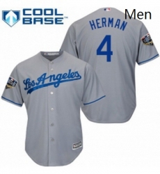 Mens Majestic Los Angeles Dodgers 4 Babe Herman Replica Grey Road Cool Base 2018 World Series MLB Jersey Mens Majestic Los Angeles Dodgers 4 Babe Herman Replica Grey Road Cool Base 2018 World Series MLB Jersey