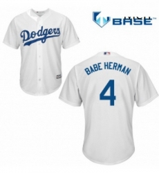 Mens Majestic Los Angeles Dodgers 4 Babe Herman Replica White Home Cool Base MLB Jersey Mens Majestic Los Angeles Dodgers 4 Babe Herman Replica White Home Cool Base MLB Jersey