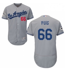 Mens Majestic Los Angeles Dodgers 66 Yasiel Puig Authentic Grey Road 2017 World Series Bound Flex Base Jersey Mens Majestic Los Angeles Dodgers 66 Yasiel Puig Authentic Grey Road 2017 World Series Bound Flex Base Jersey