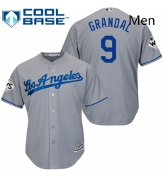 Mens Majestic Los Angeles Dodgers 9 Yasmani Grandal Replica Grey Road 2017 World Series Bound Cool Base MLB Jersey Mens Majestic Los Angeles Dodgers 9 Yasmani Grandal Replica Grey Road 2017 World Series Bound Cool Base MLB Jersey