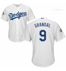 Mens Majestic Los Angeles Dodgers 9 Yasmani Grandal Replica White Home 2017 World Series Bound Cool Base MLB Jersey Mens Majestic Los Angeles Dodgers 9 Yasmani Grandal Replica White Home 2017 World Series Bound Cool Base MLB Jersey