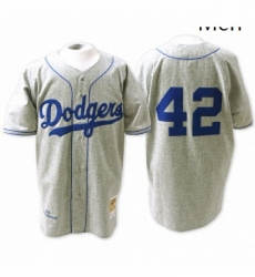 Mens Mitchell and Ness Los Angeles Dodgers 42 Jackie Robinson Authentic Grey Throwback MLB Jersey Mens Mitchell and Ness Los Angeles Dodgers 42 Jackie Robinson Authentic Grey Throwback MLB Jersey