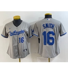Women Los Angeles Dodgers 16 Will Smith Grey Stitched Jersey 2 Women Los Angeles Dodgers 16 Will Smith Grey Stitched Jersey 2