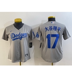 Women Los Angeles Dodgers 17 Shohei Ohtani Grey Stitched Jersey Women Los Angeles Dodgers 17 Shohei Ohtani Grey Stitched Jersey