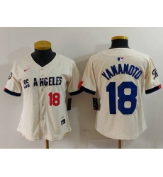 Women Los Angeles Dodgers 18 Yoshinobu Yamamoto Cream Stitched Jersey 1 Women Los Angeles Dodgers 18 Yoshinobu Yamamoto Cream Stitched Jersey 1