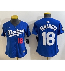 Women Los Angeles Dodgers 18 Yoshinobu Yamamoto Royal 2024 World Series With Fernando Memorial Patch Alternate Limited Stitched Baseball Jersey Women Los Angeles Dodgers 18 Yoshinobu Yamamoto Royal 2024 World Series With Fernando Memorial Patch Alternate Limited Stitched Baseball Jersey