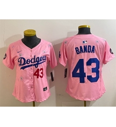 Women Los Angeles Dodgers 43 Anthony Banda Pink 2025 Tokyo Series Limited Stitched Baseball Jersey Women Los Angeles Dodgers 43 Anthony Banda Pink 2025 Tokyo Series Limited Stitched Baseball Jersey