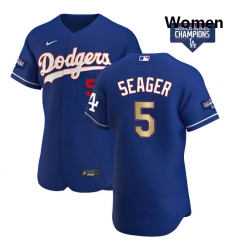 Women Los Angeles Dodgers Corey Seager 5 Gold Program Designed Edition Blue Flex Base Stitched Jersey Women Los Angeles Dodgers Corey Seager 5 Gold Program Designed Edition Blue Flex Base Stitched Jersey