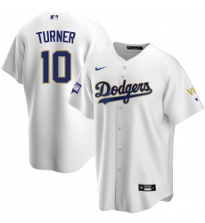 Women Los Angeles Dodgers Justin Turner 10 Championship Gold Trim White Limited All Stitched Cool Base Jersey Women Los Angeles Dodgers Justin Turner 10 Championship Gold Trim White Limited All Stitched Cool Base Jersey