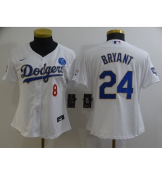 Women Los Angeles Dodgers Kobe Bryant 8 24 Championship Gold Trim White Limited All Stitched Flex Base Jersey Women Los Angeles Dodgers Kobe Bryant 8 24 Championship Gold Trim White Limited All Stitched Flex Base Jersey