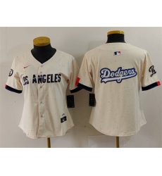 Women Los Angeles Dodgers Team Big Logo Cream 2024 City Connect Limited Stitched Jersey 2 Women Los Angeles Dodgers Team Big Logo Cream 2024 City Connect Limited Stitched Jersey 2