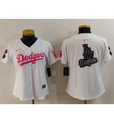 Women Los Angeles Dodgers Team Big Logo White Pink Vin 26 Kobe Patch Stitched Baseball Jersey 2 Women Los Angeles Dodgers Team Big Logo White Pink Vin 26 Kobe Patch Stitched Baseball Jersey 2