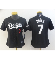 Women's Los Angeles Dodgers #7 Julio Urias Black Stitched MLB Jersey Women's Los Angeles Dodgers #7 Julio Urias Black Stitched MLB Jersey