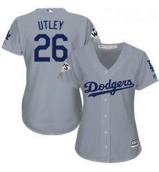Womens Majestic Los Angeles Dodgers 26 Chase Utley Replica Grey Road 2017 World Series Bound Cool Base MLB Jersey Womens Majestic Los Angeles Dodgers 26 Chase Utley Replica Grey Road 2017 World Series Bound Cool Base MLB Jersey