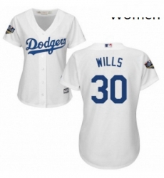 Womens Majestic Los Angeles Dodgers 30 Maury Wills Authentic White Home Cool Base 2018 World Series MLB Jersey Womens Majestic Los Angeles Dodgers 30 Maury Wills Authentic White Home Cool Base 2018 World Series MLB Jersey