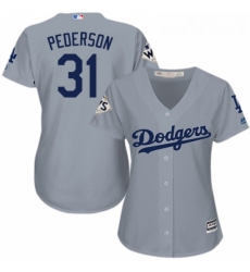 Womens Majestic Los Angeles Dodgers 31 Joc Pederson Replica Grey Road 2017 World Series Bound Cool Base MLB Jersey Womens Majestic Los Angeles Dodgers 31 Joc Pederson Replica Grey Road 2017 World Series Bound Cool Base MLB Jersey