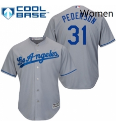 Womens Majestic Los Angeles Dodgers 31 Joc Pederson Replica Grey Road Cool Base MLB Jersey Womens Majestic Los Angeles Dodgers 31 Joc Pederson Replica Grey Road Cool Base MLB Jersey