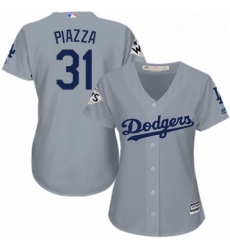 Womens Majestic Los Angeles Dodgers 31 Mike Piazza Authentic Grey Road 2017 World Series Bound Cool Base MLB Jersey Womens Majestic Los Angeles Dodgers 31 Mike Piazza Authentic Grey Road 2017 World Series Bound Cool Base MLB Jersey